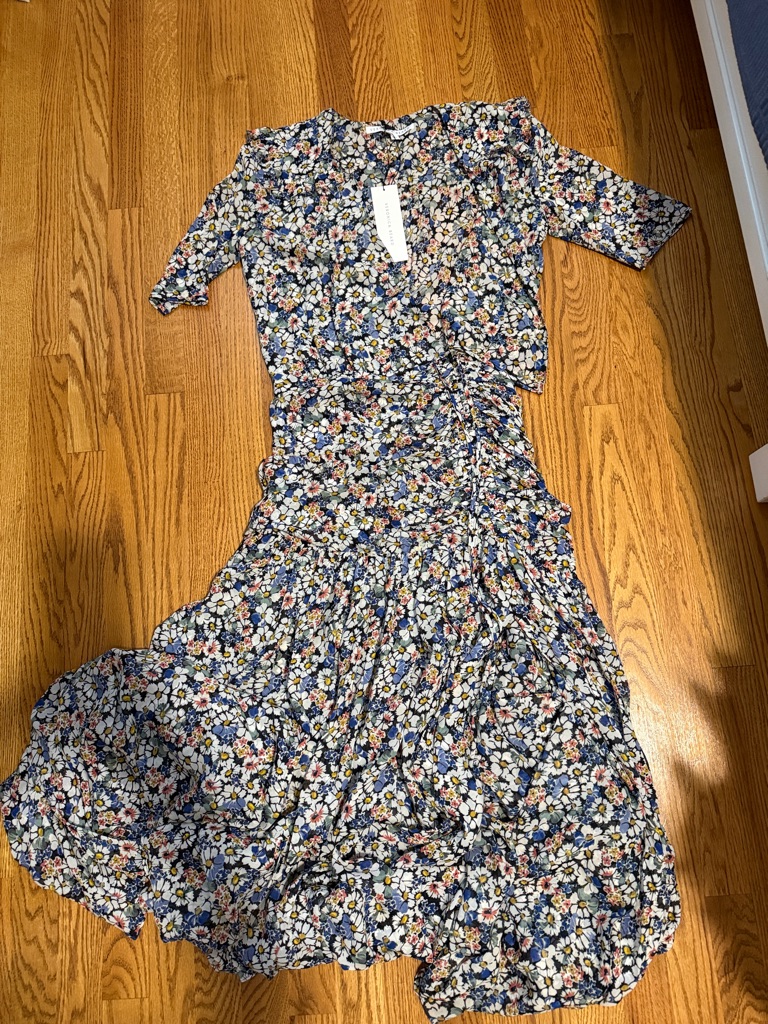 Veronica Beard Navy Floral Maxi Dress With Multicolor Blooms
